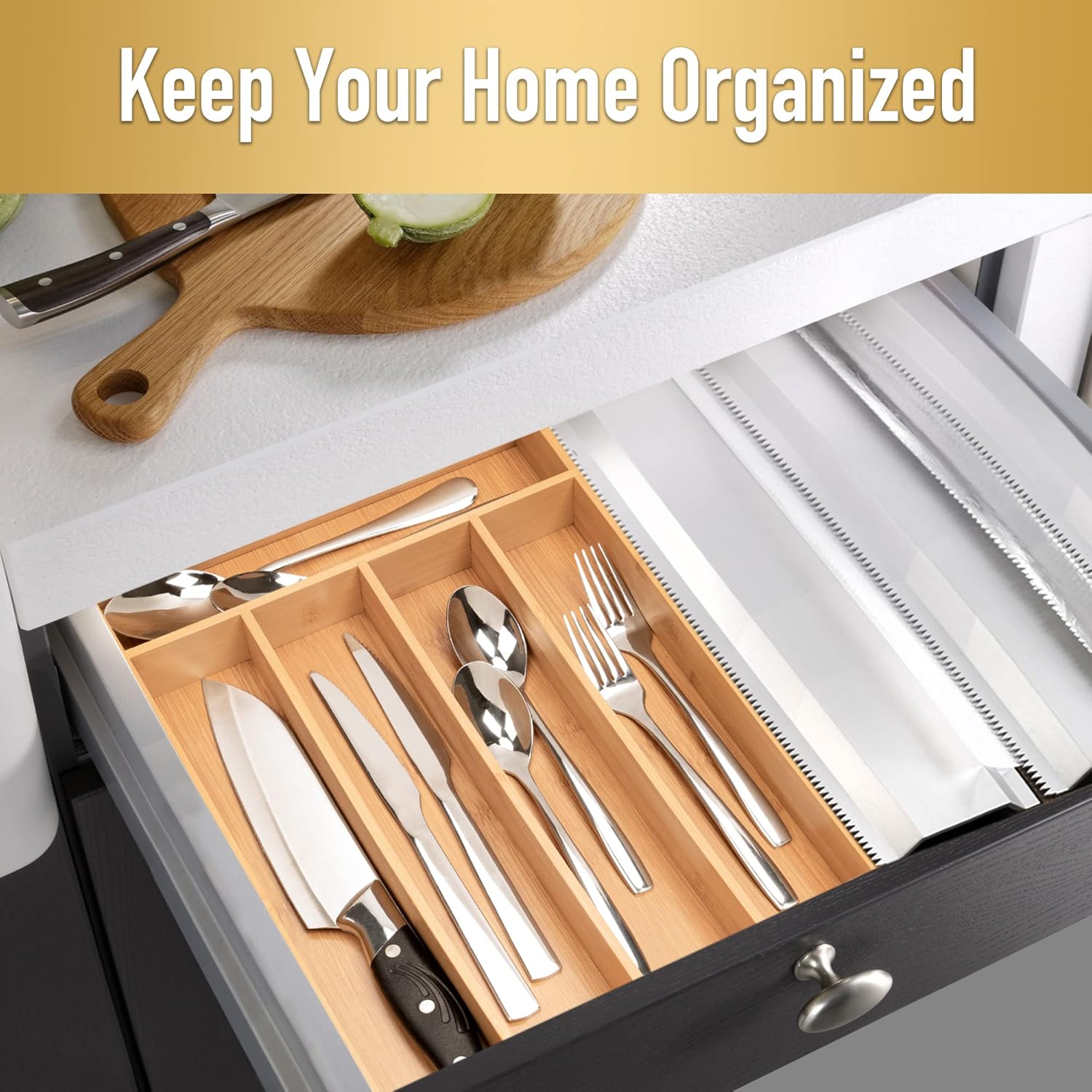 Silverware Organizer Bamboo Kitchen Drawer Organizer Utensil Organizer Silverware Holder Cutlery