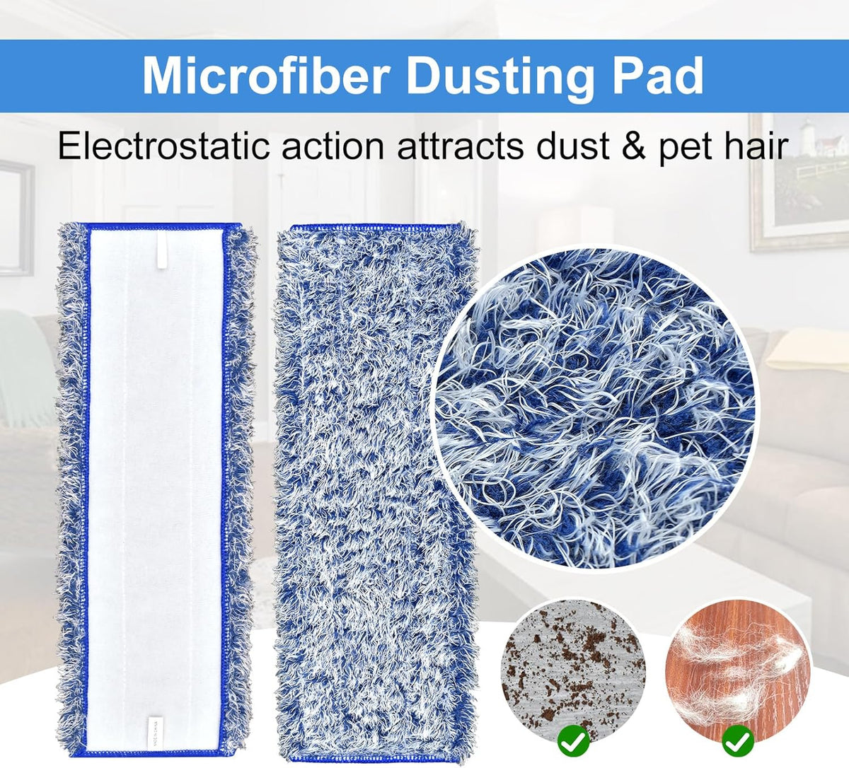 4 Pack Microfiber Cleaning Pad for Bona Mop Safe for Hardwood & Hard Surface Floors Dry Wet Floor