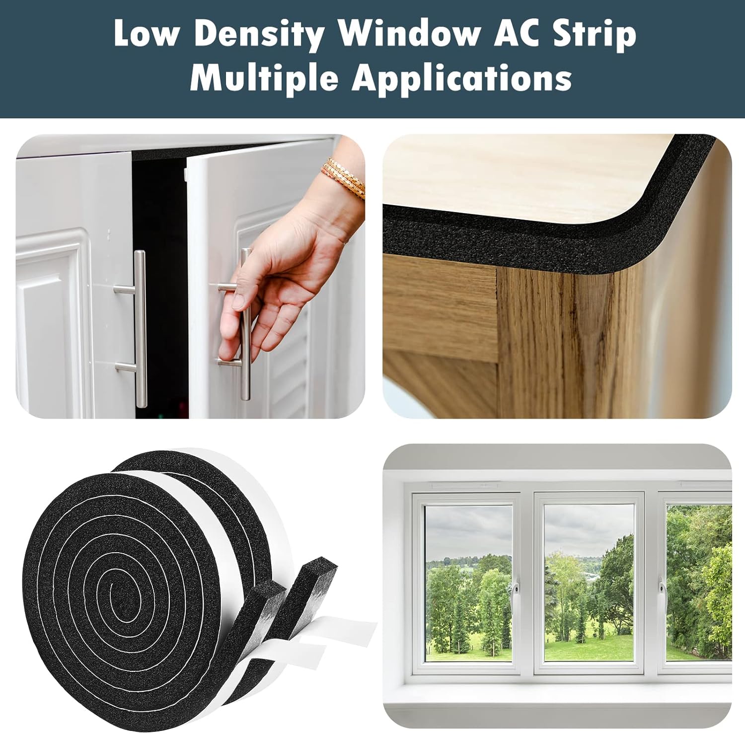 YIJUHOU Weather Stripping Door Seal Window Air Conditoner Insulation Foam Seal Tape Black Open Cell