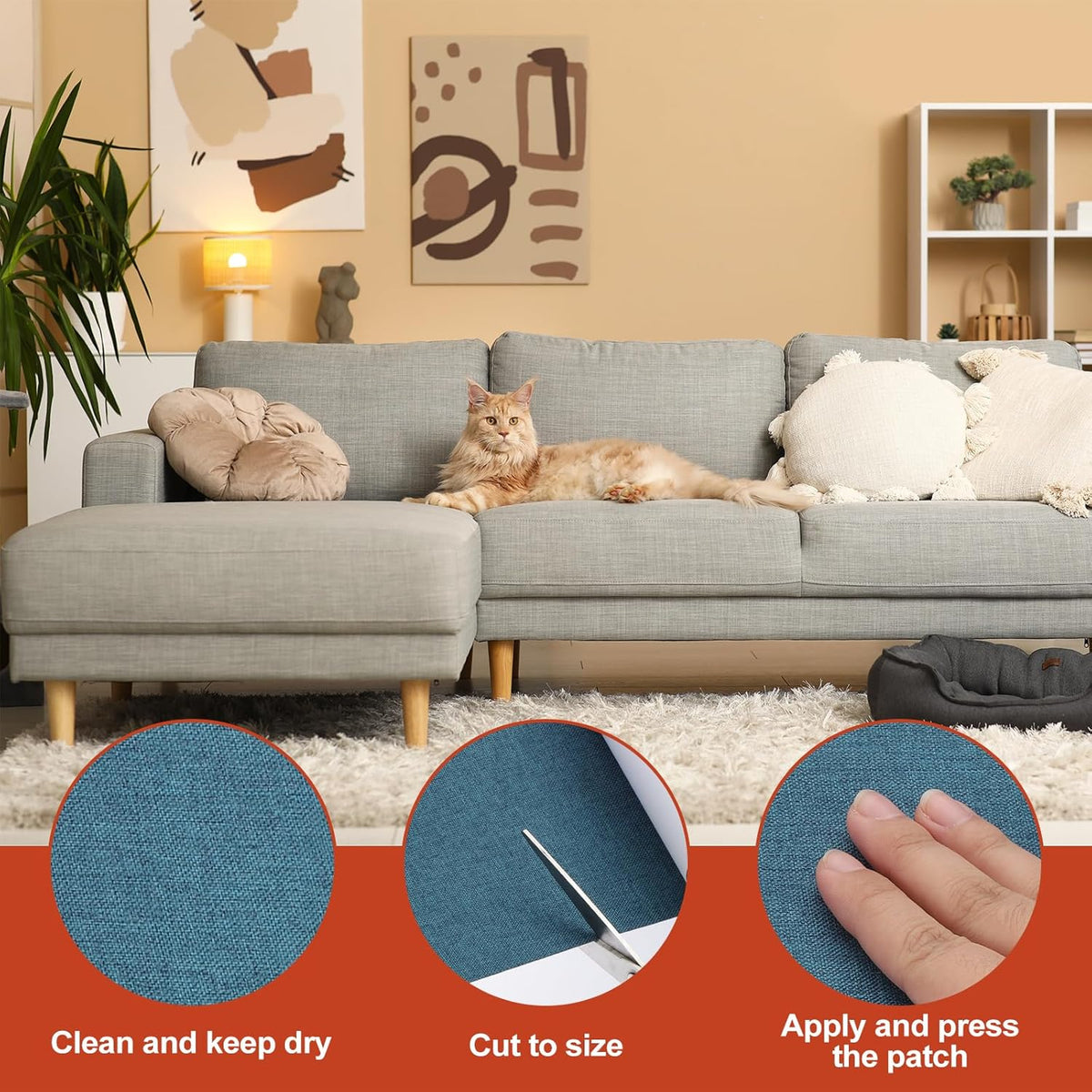 PATIKIL 70x4.4 Inch Linen Repair Tape, Repair Fabric Patch Self Adhesive Couch Patch Line Repair