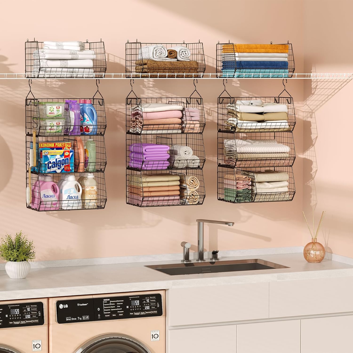 3 Tier Closet Hanging Shelves with Divider, Extra Large Closet Organizers and Storage, Clothes