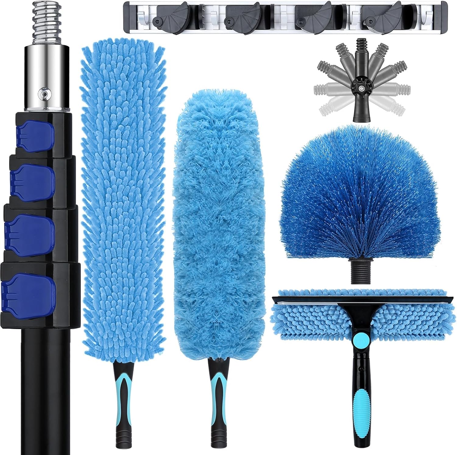 25ft High Ceiling Duster Kits with 5-18ft Heavy Duty Extension Pole - Fan Blade Cleaner, Cobweb
