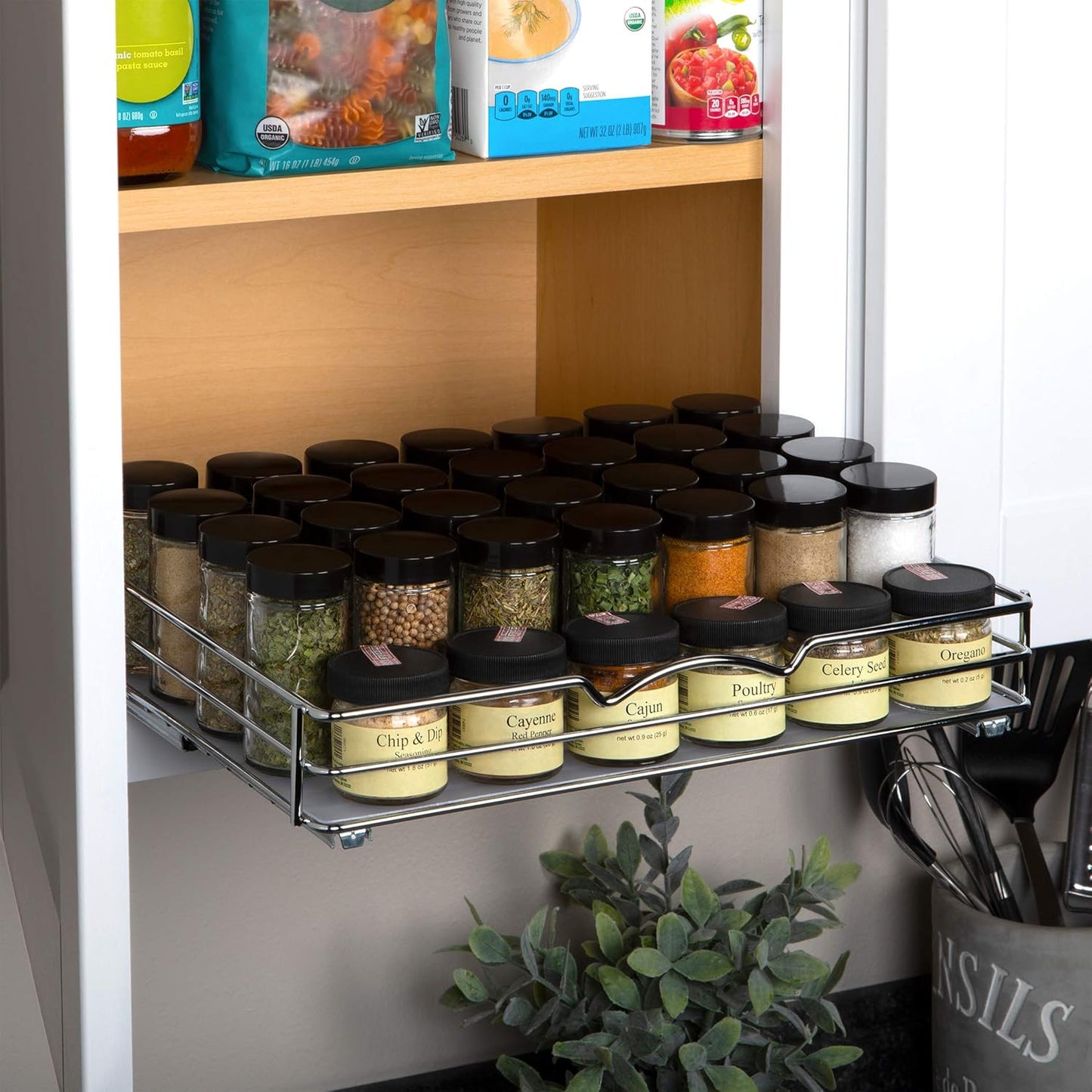 Pull Out Cabinet Organizer for Spices, Cans - Heavy Duty with Lifetime Limited Warranty- Pull Out