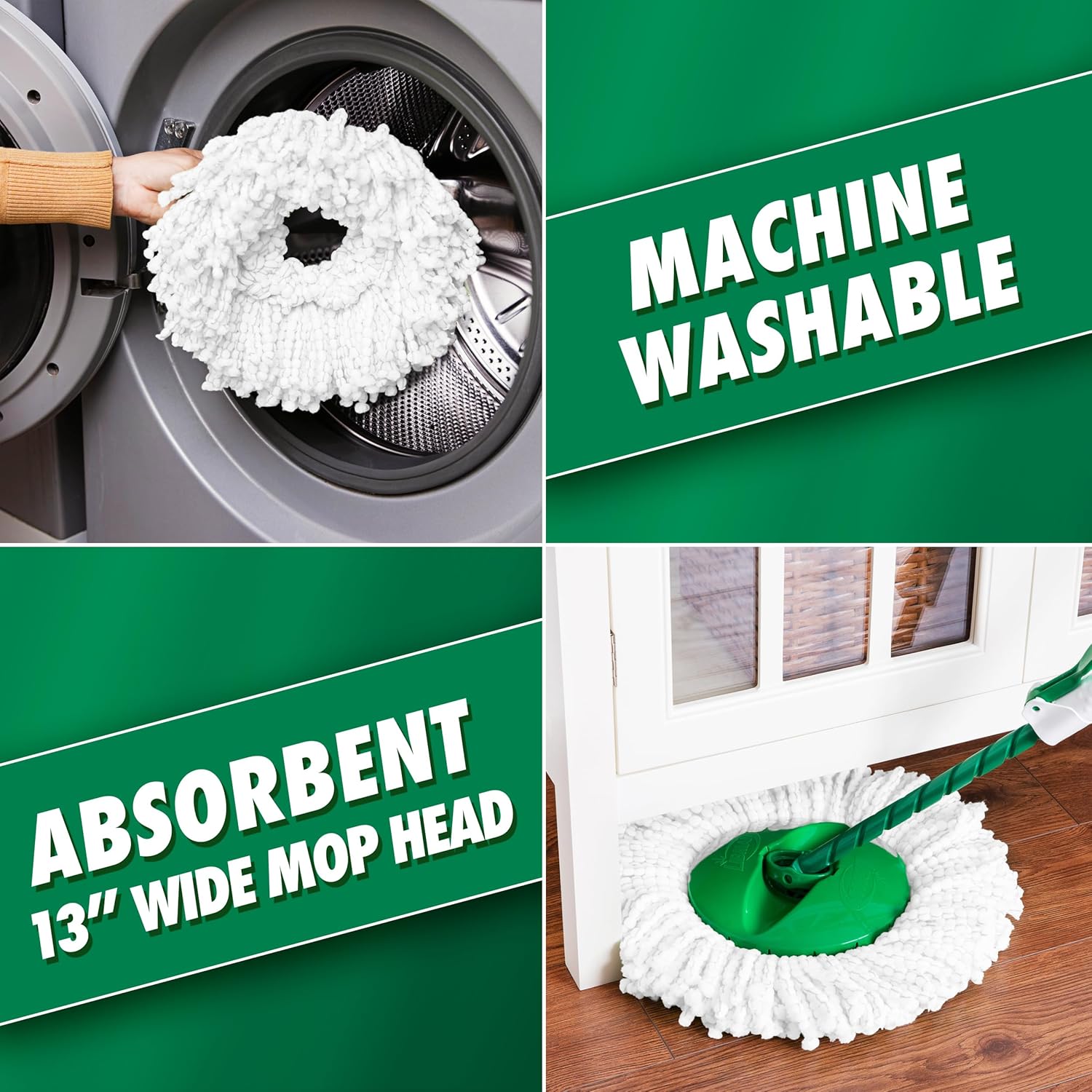 Libman Tornado Spin Mop System with 3 Refill Heads, Microfiber Spinning Mop and Bucket with Wringer