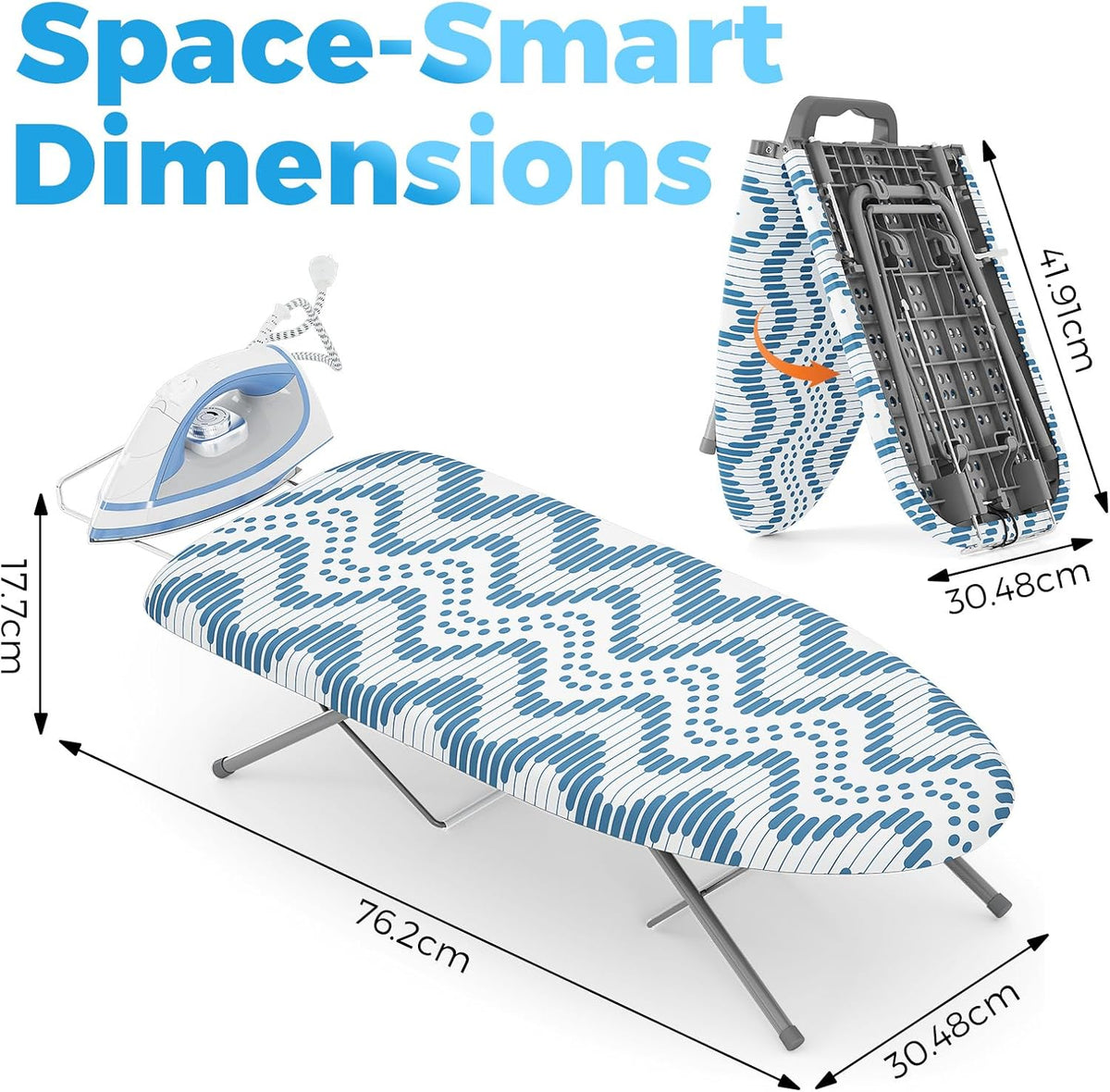 KINGBOARD Tabletop Ironing Board, Small Ironing Boards with Iron Rest, Folding Iron Board, Extra