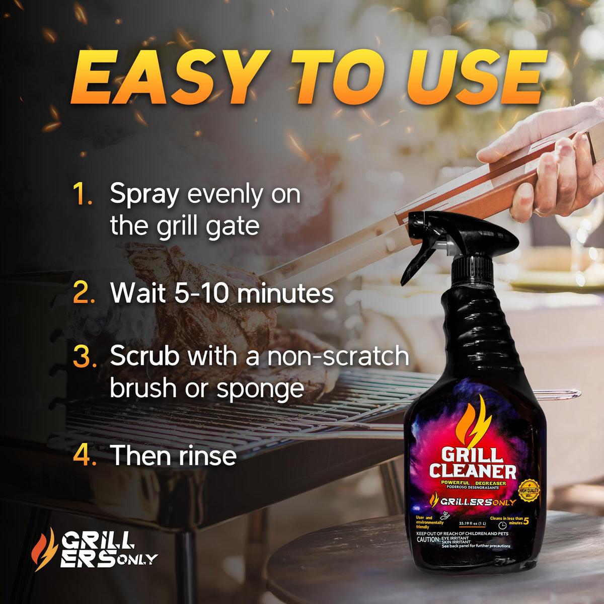 Grill Cleaner Spray & Degreaser | Heavy-Duty Grill Spray for BBQ, Griddles & Cast Iron Cleaner