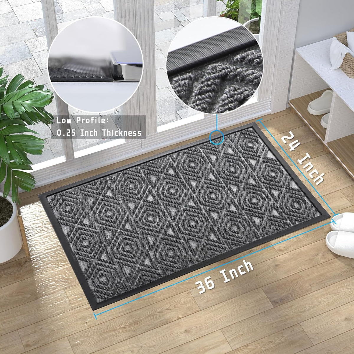 Yimobra Door Mat, Outdoor Indoor Entrance Welcome Mat, Heavy Entry Front Door Mat, Stain & Fade