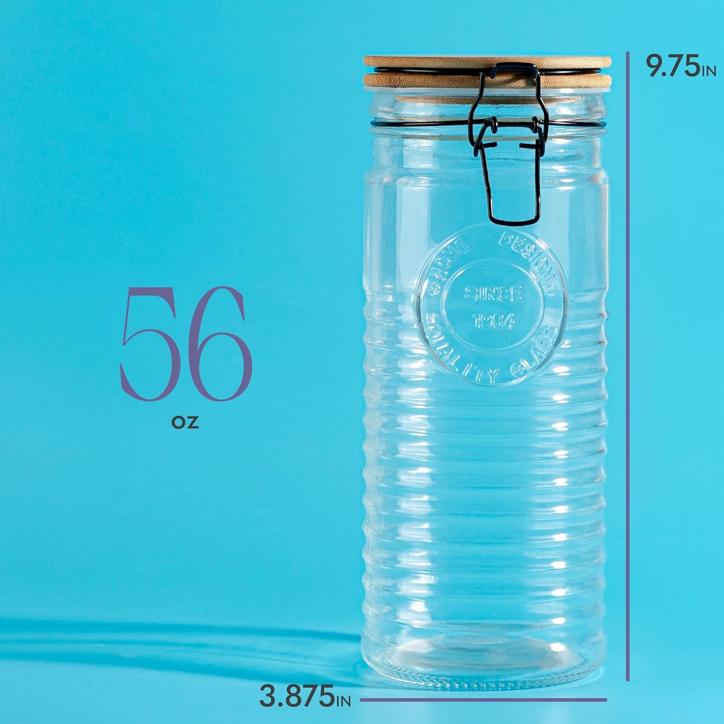 kitchentoolz Glass Storage Canister with Airtight Clasp Lids - Set of 3 Mason Jar Storage