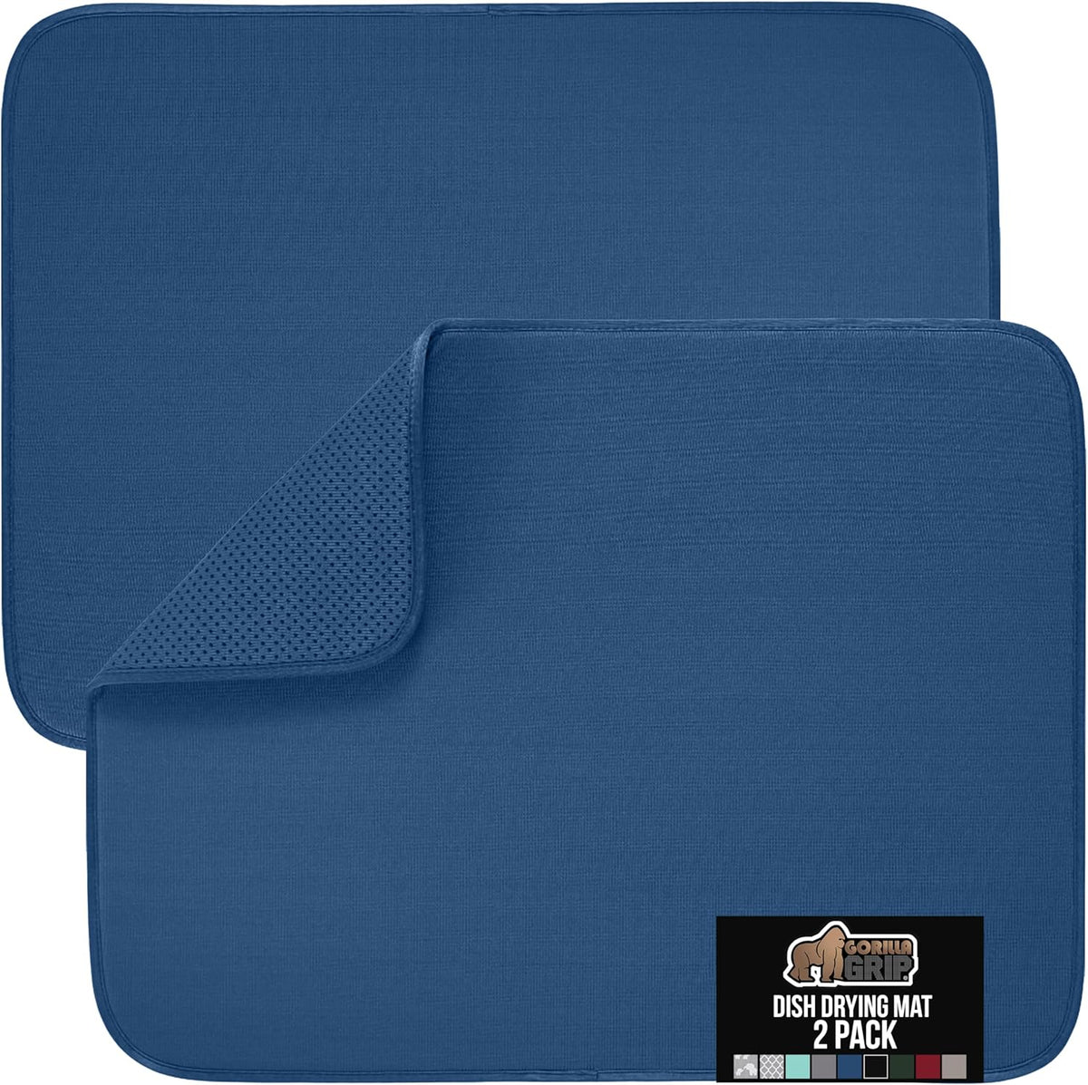 GORILLA GRIP Ultra Water Absorbent Microfiber Dish Drying Mat, Quick Dry Thick Mesh, Slip Resistant
