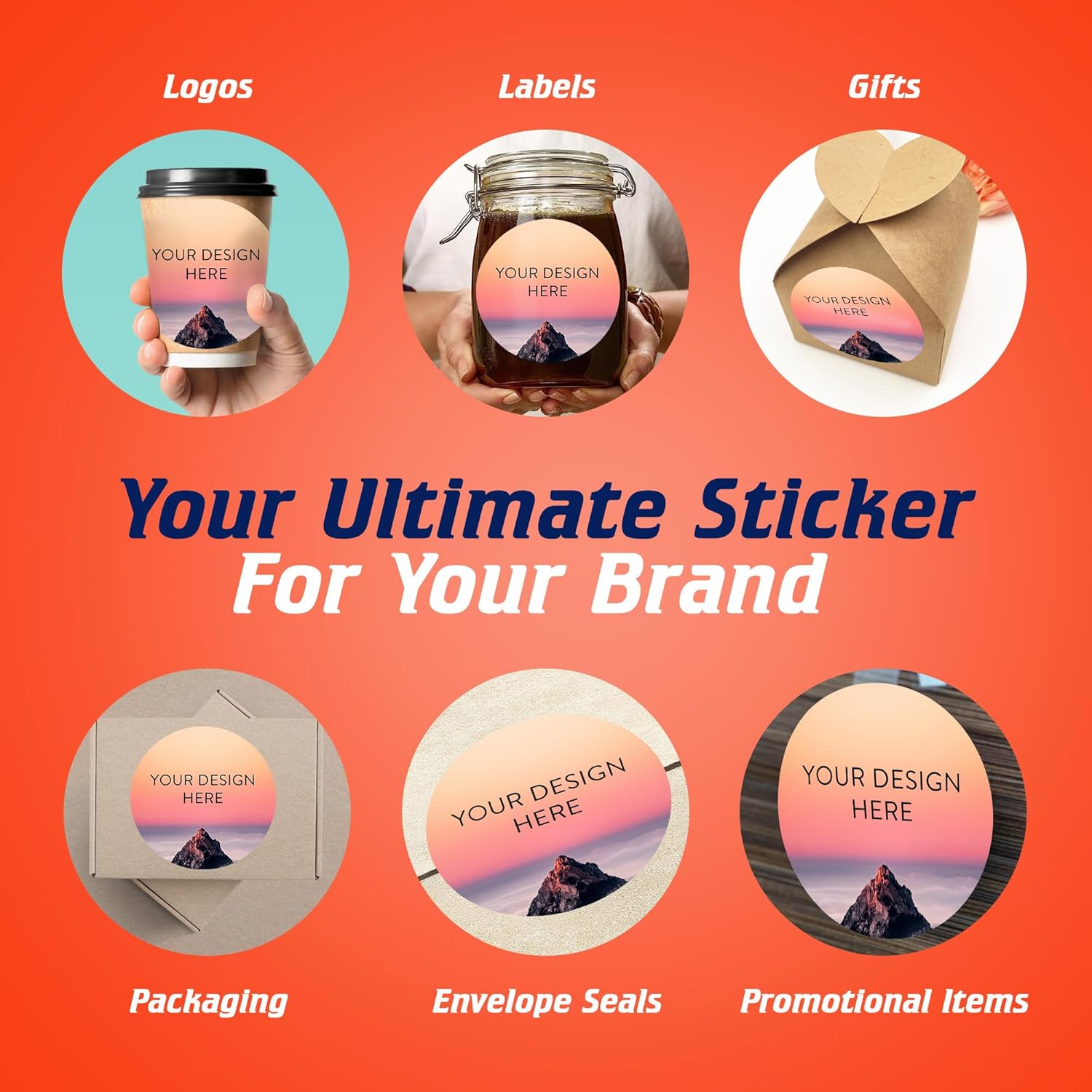 100 Custom Vinyl Stickers - Upload Your own Image, Text, Design, Logo - Personalized Logo Labels