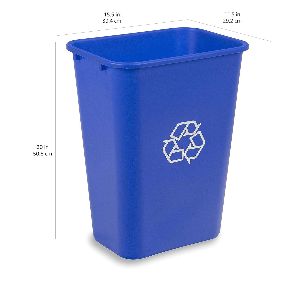 Amazon Basics Trash Can, Rectangular Commercial Office Wastebasket, Recycle Logo, 10 Gallon (Pack