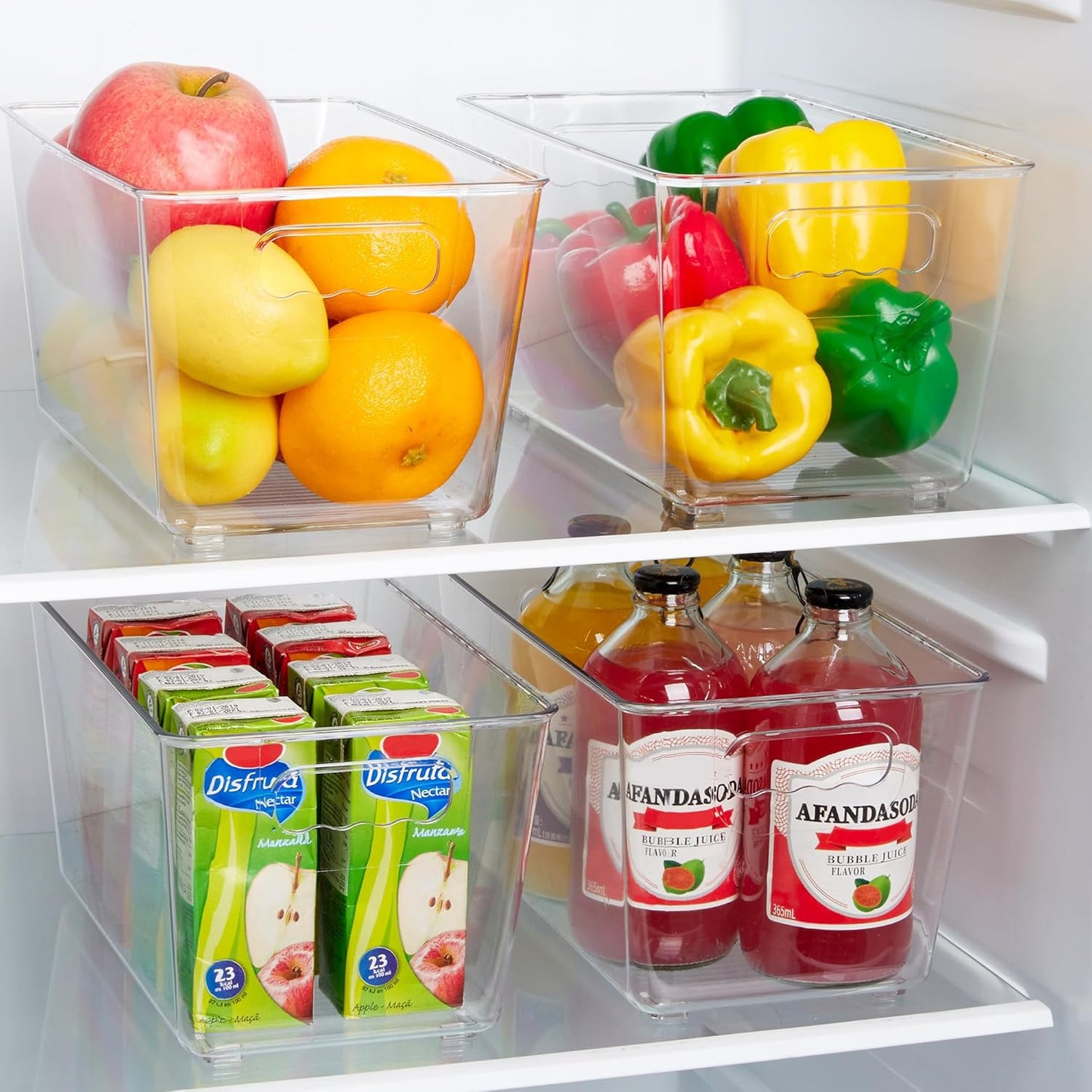 Vtopmart Clear Plastic Storage Bins, 6 PCS Pantry Organizer Bins with Handle for Refrigerator