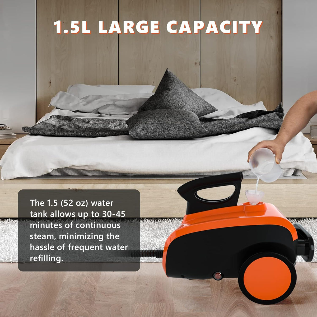 ARLIME Multi-Purpose Steam Cleaner with 19 Accessories, Household Rolling Steamer Cleaning Mop for