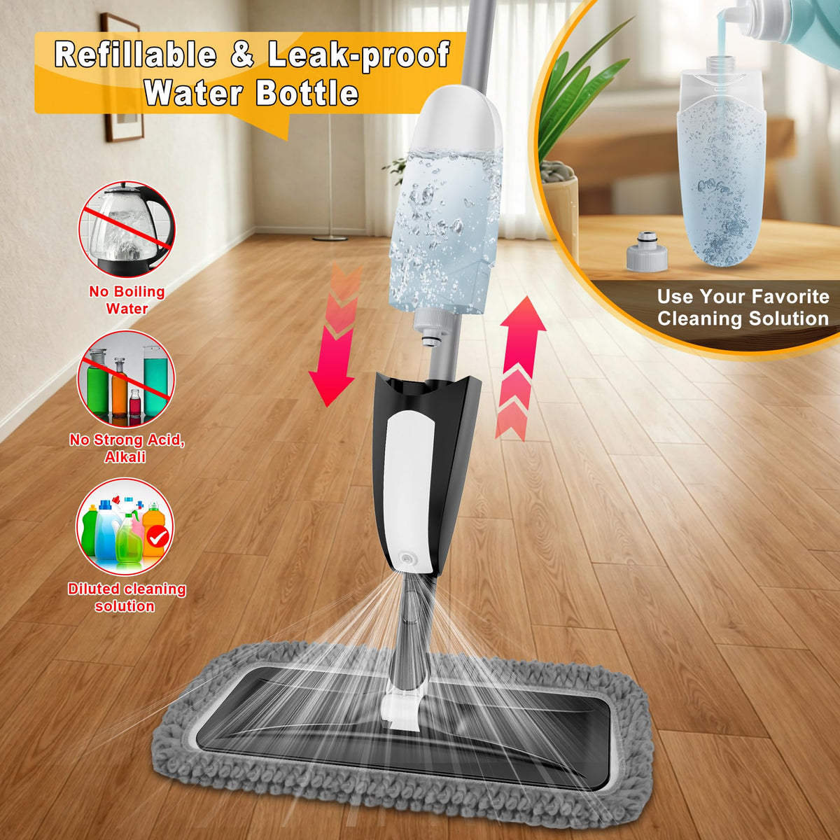 Spray Mop for Floor Cleaning: Microfiber Wet Dry Mops with 3 Washable Pads