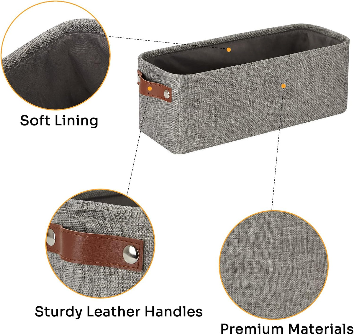 DULLEMELO Soft Cotton Fabric Bathroom Storage Baskets 2 Pack Fabric Shelf Baskets for Gifts Empty