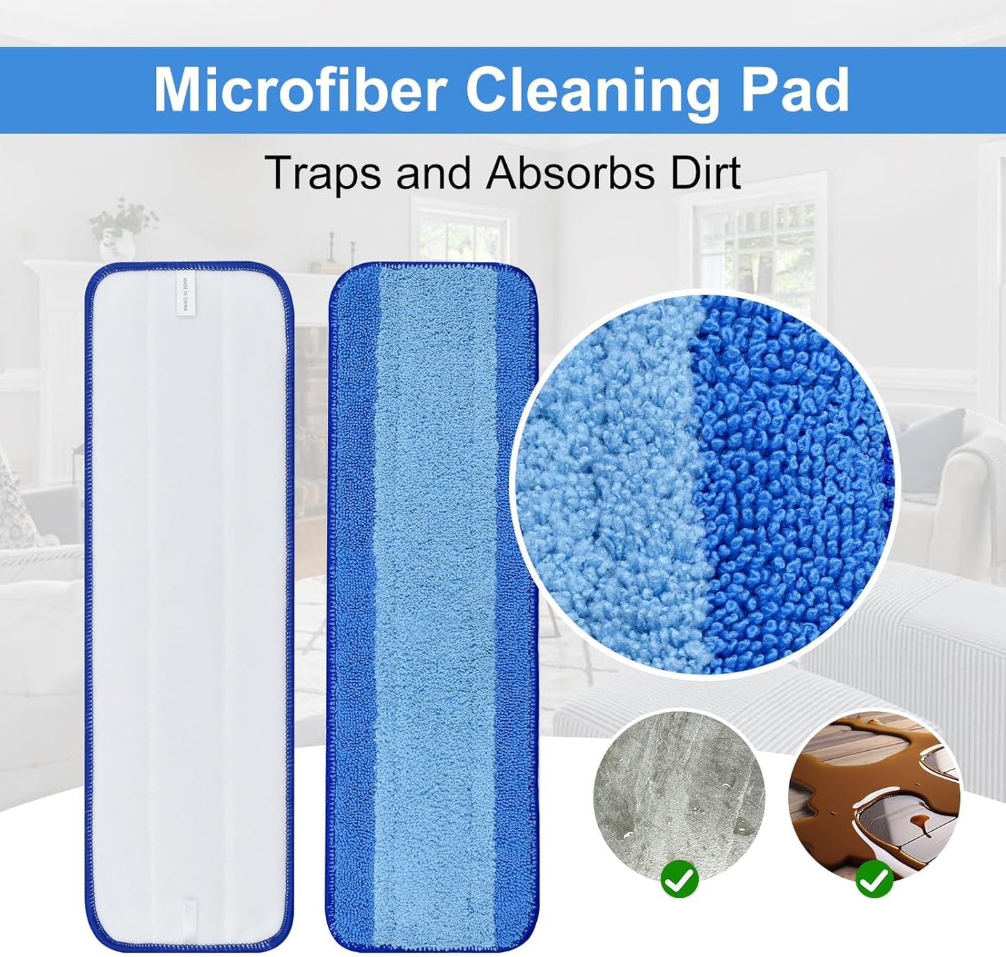8 Pack Microfiber Cleaning Pad for Bona Mop Hardwood & Hard Surface Floors Dry and Wet Floor