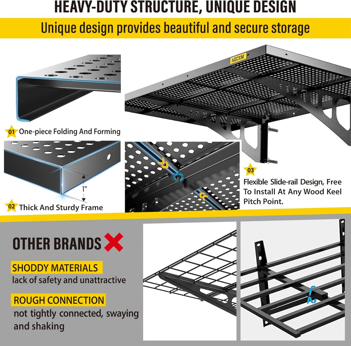 4-Pack 2x3ft Adjustable Garage Wall Shelving 1120lbs Load Capacity Heavy Duty Wall Mounted Storage