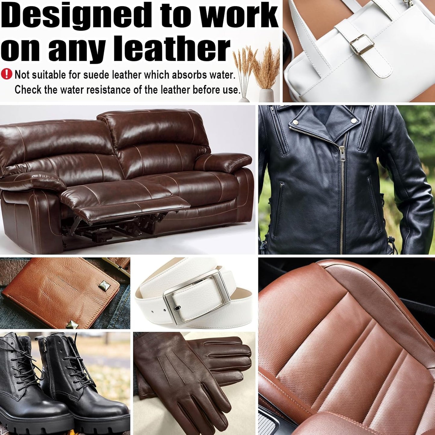 White Leather Repair Kit, White Leather Recoloring Balm, Leather Dye - Restore & Renew Scratch