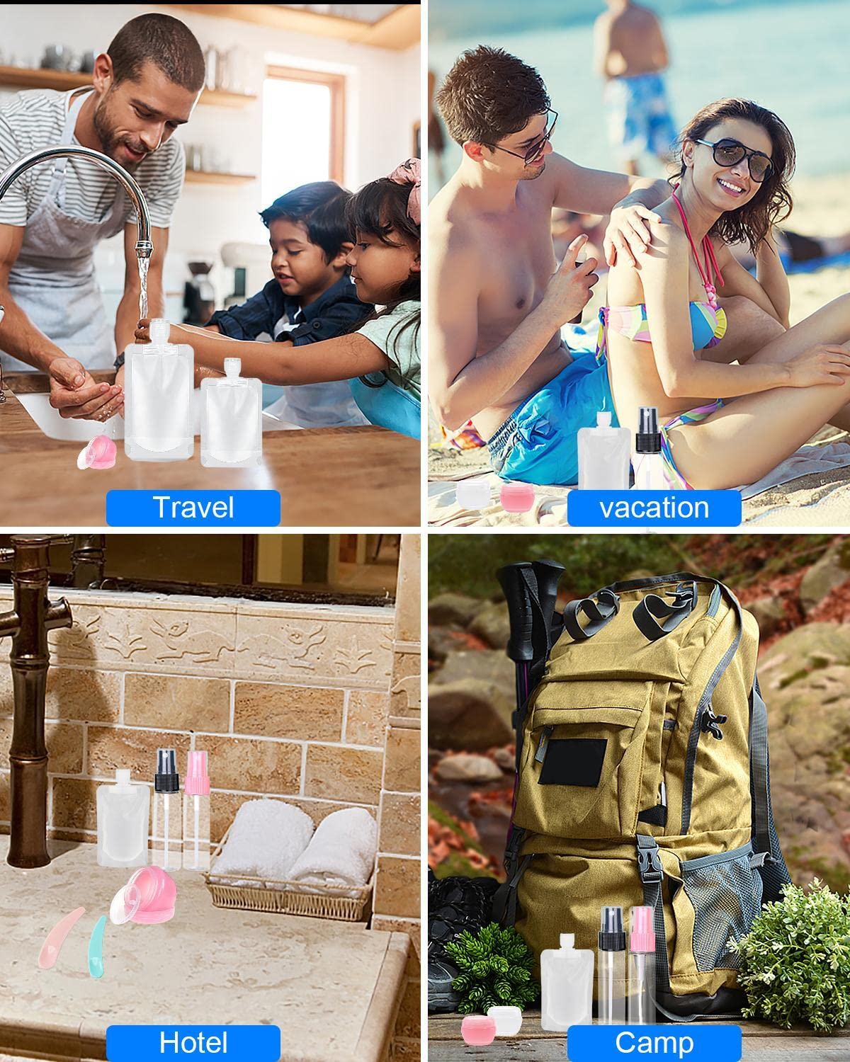 17 Pack Travel Pouches for Toiletries,TSA Approved,Travel Size Portable Containers,Stand Up