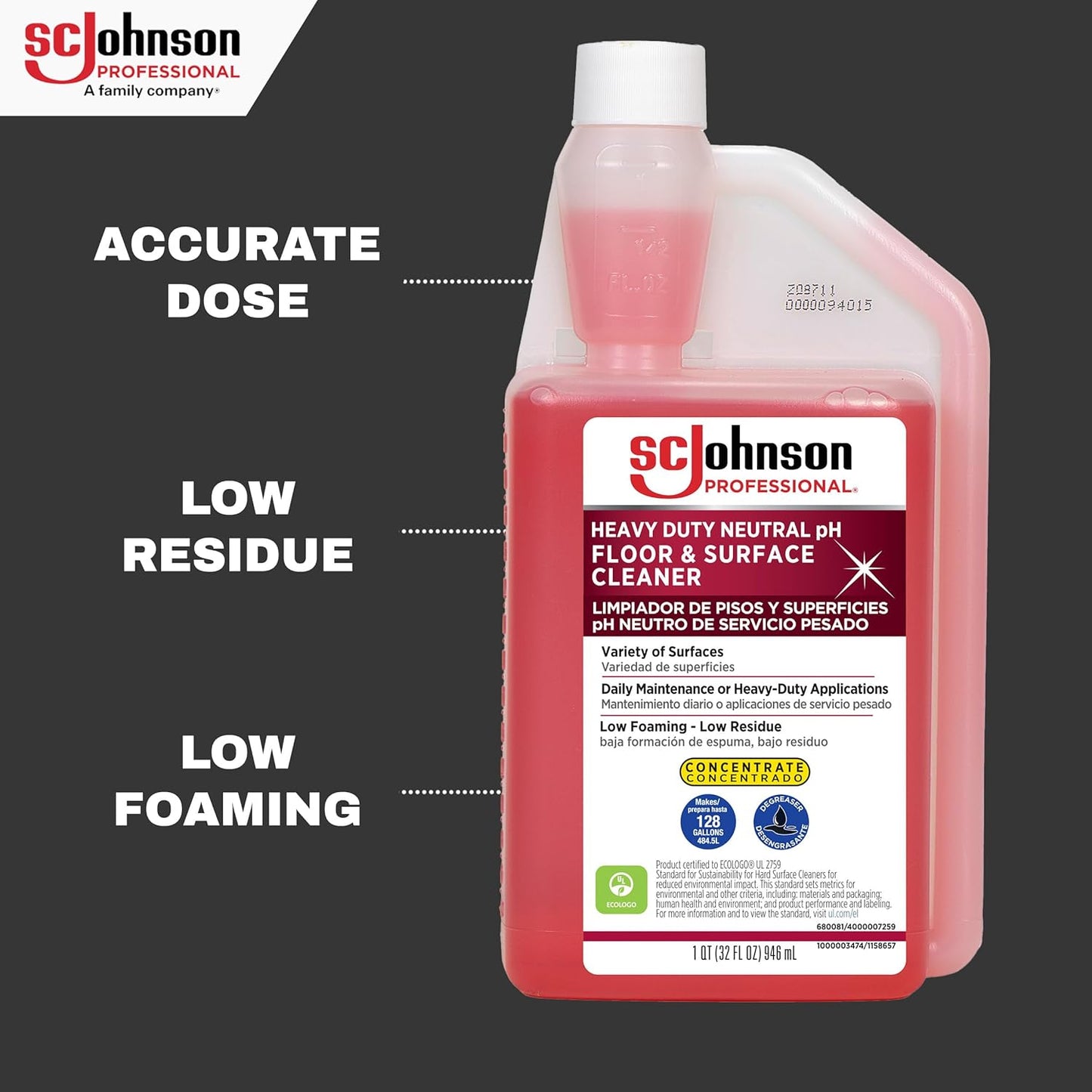 SC Johnson Professional Heavy Duty Neutral pH Floor and Surface Cleaner, Floor Cleaner Concentrate