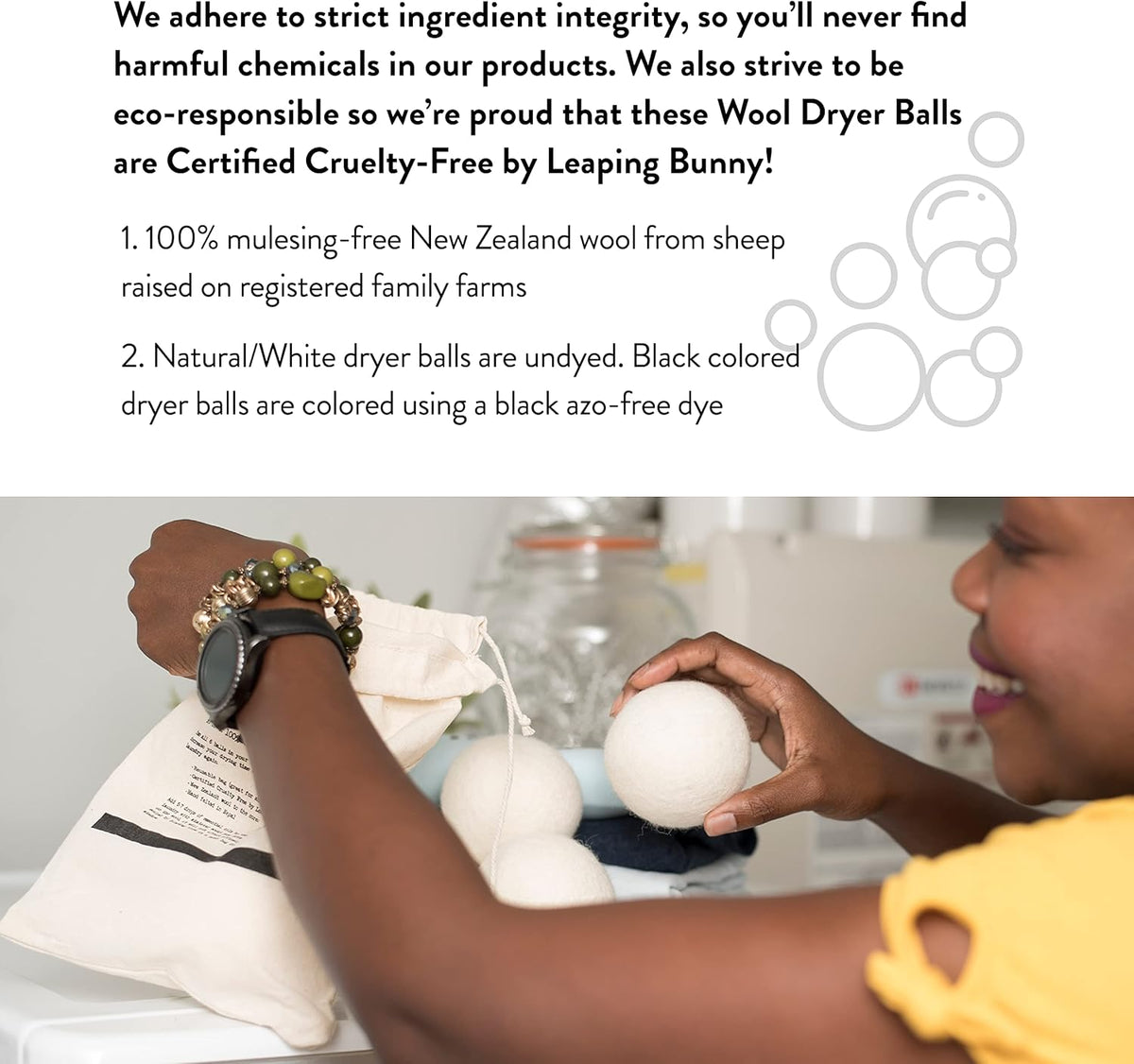 Molly's Suds Wool Dryer Balls | Natural Fabric Softener, Hypoallergenic, Reusable, Unscented