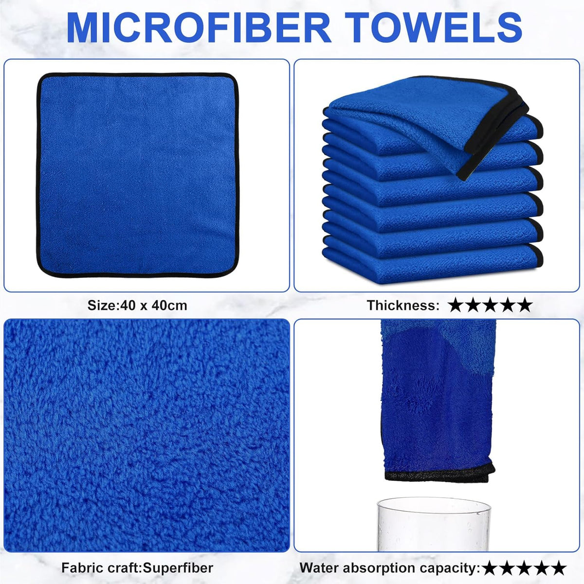 Tallew 50 Pcs Microfiber Towels 16 Inch x 16 Inch Microfiber Cloth Car Drying Towels for Cars