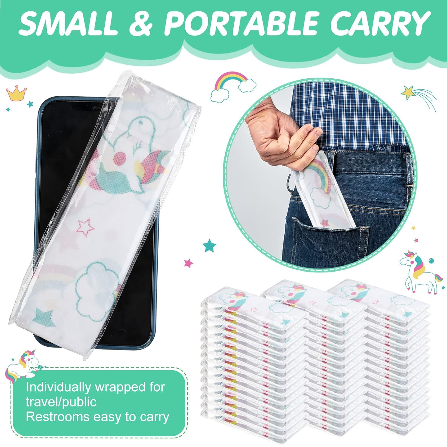 50 Packs Disposable Toilet Seat Covers Extra Large Individually Wrapped for Kids and Adults