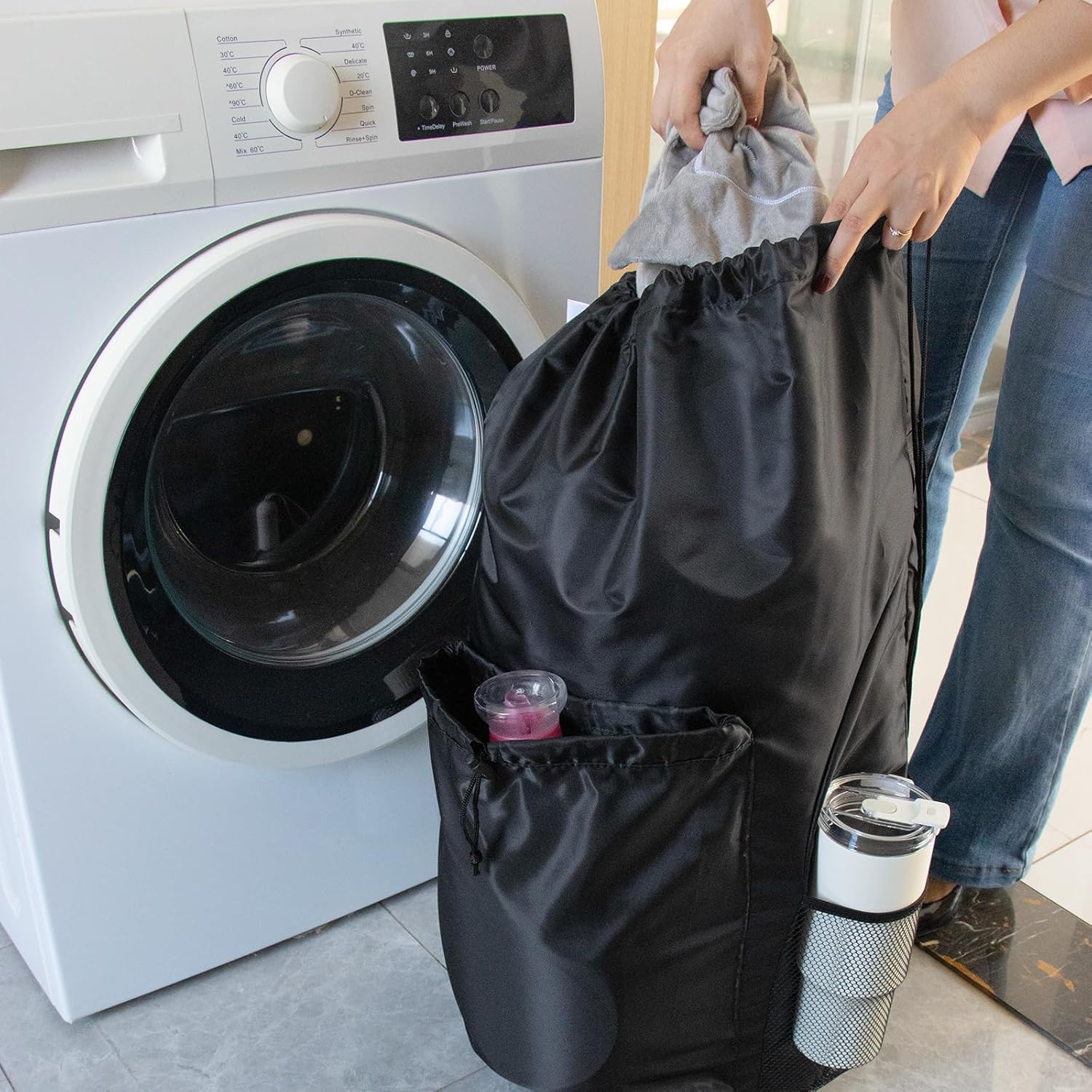 Polecasa Extra Heavy Duty Large Backpack Laundry Bag with Comfortable Padded Shoulder Straps & 4