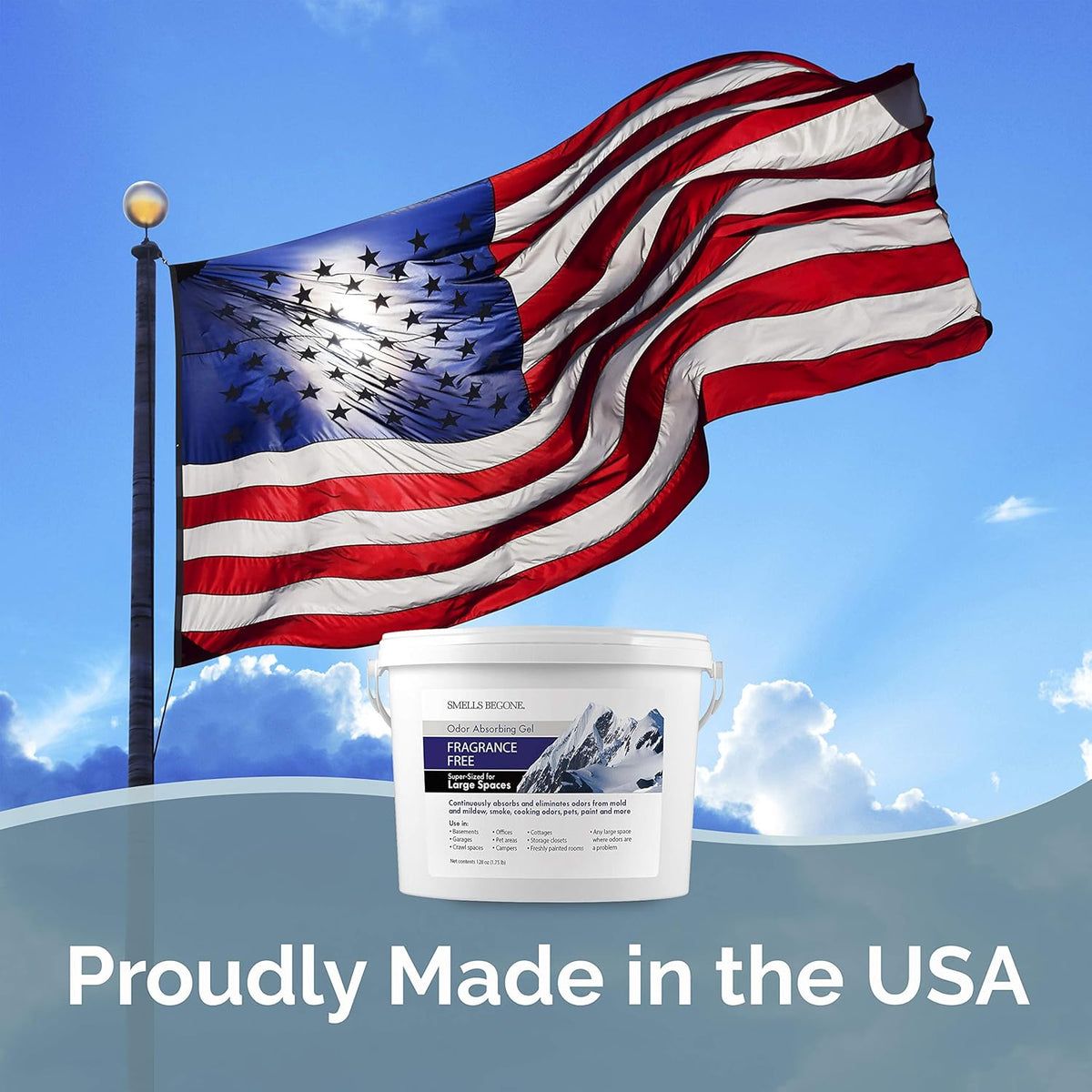 SMELLS BEGONE 1-Gallon Odor Absorber Gel - Air Freshener & Odor Eliminator for Homes, Garages &