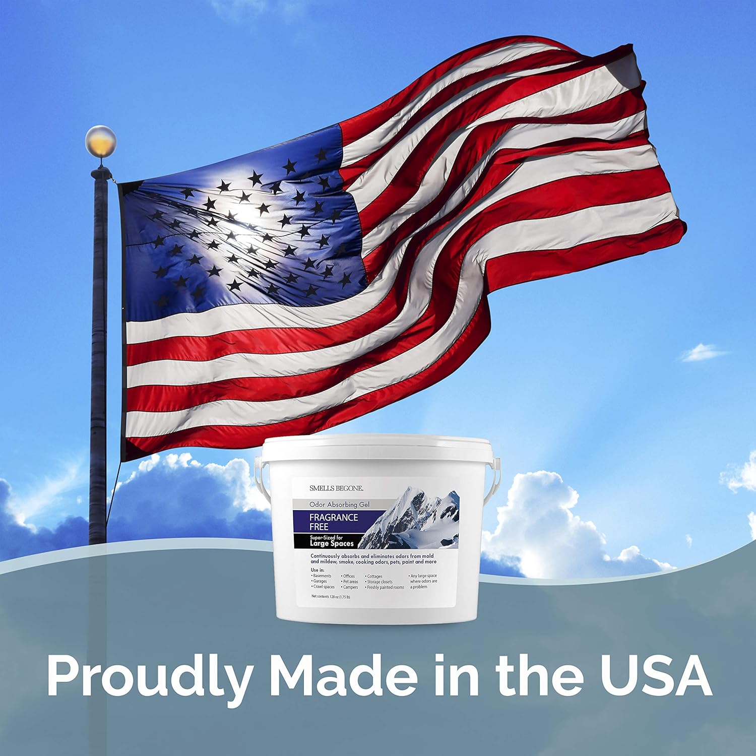 SMELLS BEGONE 1-Gallon Odor Absorber Gel - Air Freshener & Odor Eliminator for Homes, Garages &