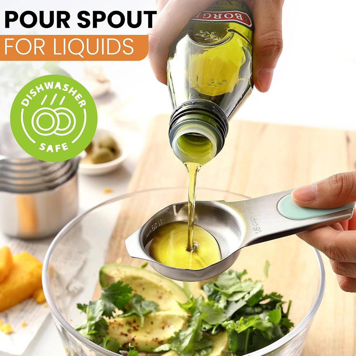Spring Chef Magnetic Stainless Steel Measuring Cups, Patented, Kitchen Tools with Easy to Read