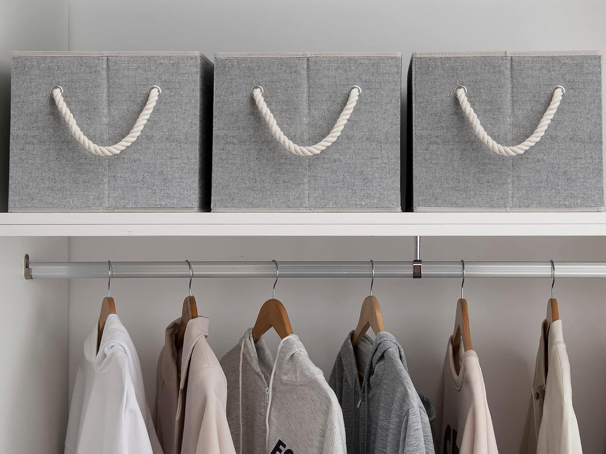 StorageWorks Storage Baskets for Shelves, Foldable Fabric Closet Storage Bins with Handles, Fabric