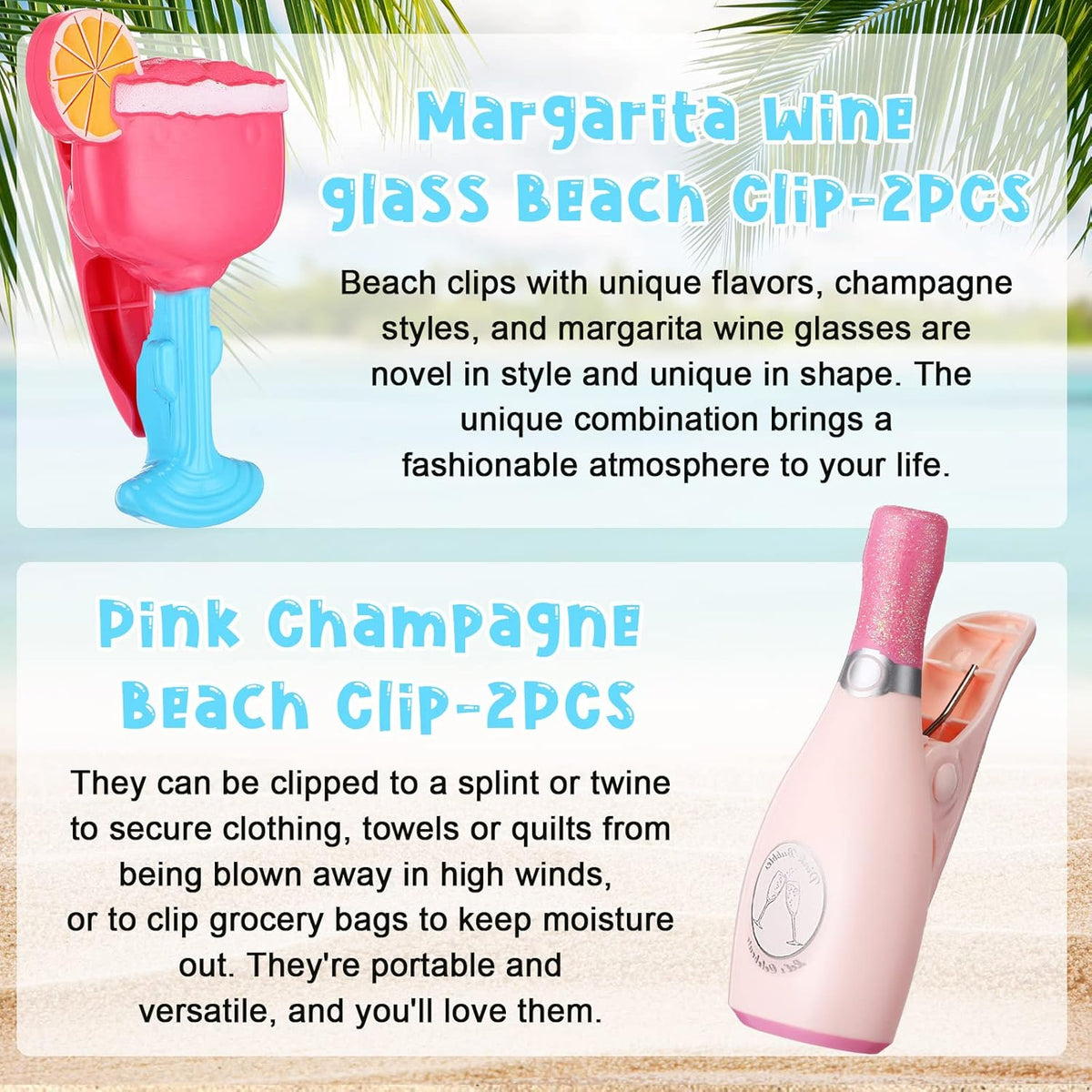 Sieral 8 Pcs Beach Towel Clips Beach Chair Pool Clips for Chairs Plastic Windproof Holder Funny