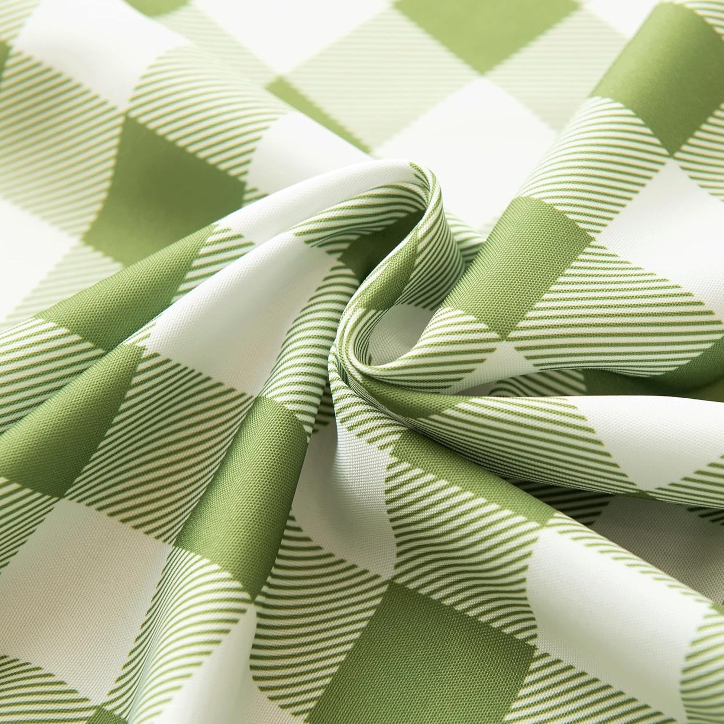 Waterproof Plaid Tablecloth Fabric - Round 25 Inch Classic Gingham Checker Table Cloth for