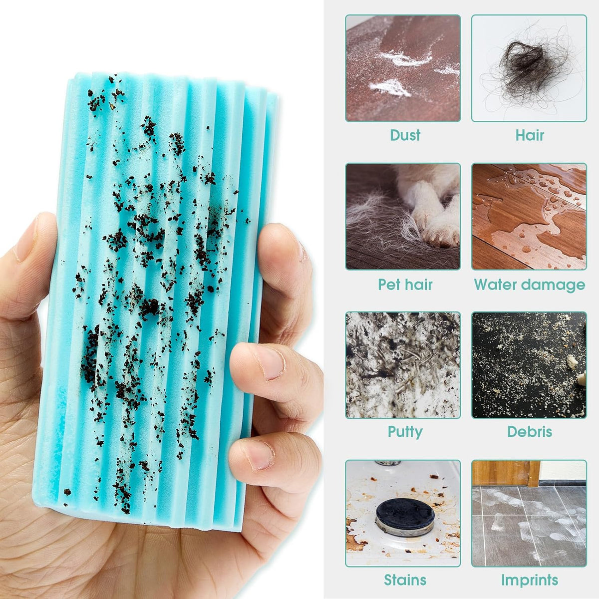 4 Pack Damp Dusting Sponge Duster, Blue Dust Cleaning Sponge, Reusable Household Cleaning Sponge