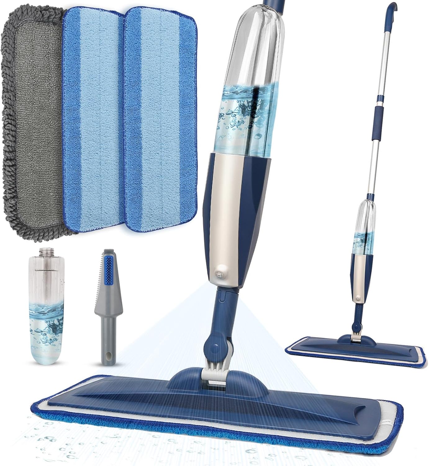 Mops for Floor Cleaning Wet Spray Mop with 14 oz Refillable Bottle and 3 Washable Microfiber Pads