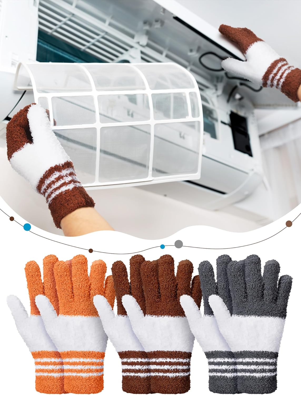 Patelai 3 Pairs Microfiber Plant Dusting Gloves Leaf Cleaning Gloves for Indoor Plants, Blinds