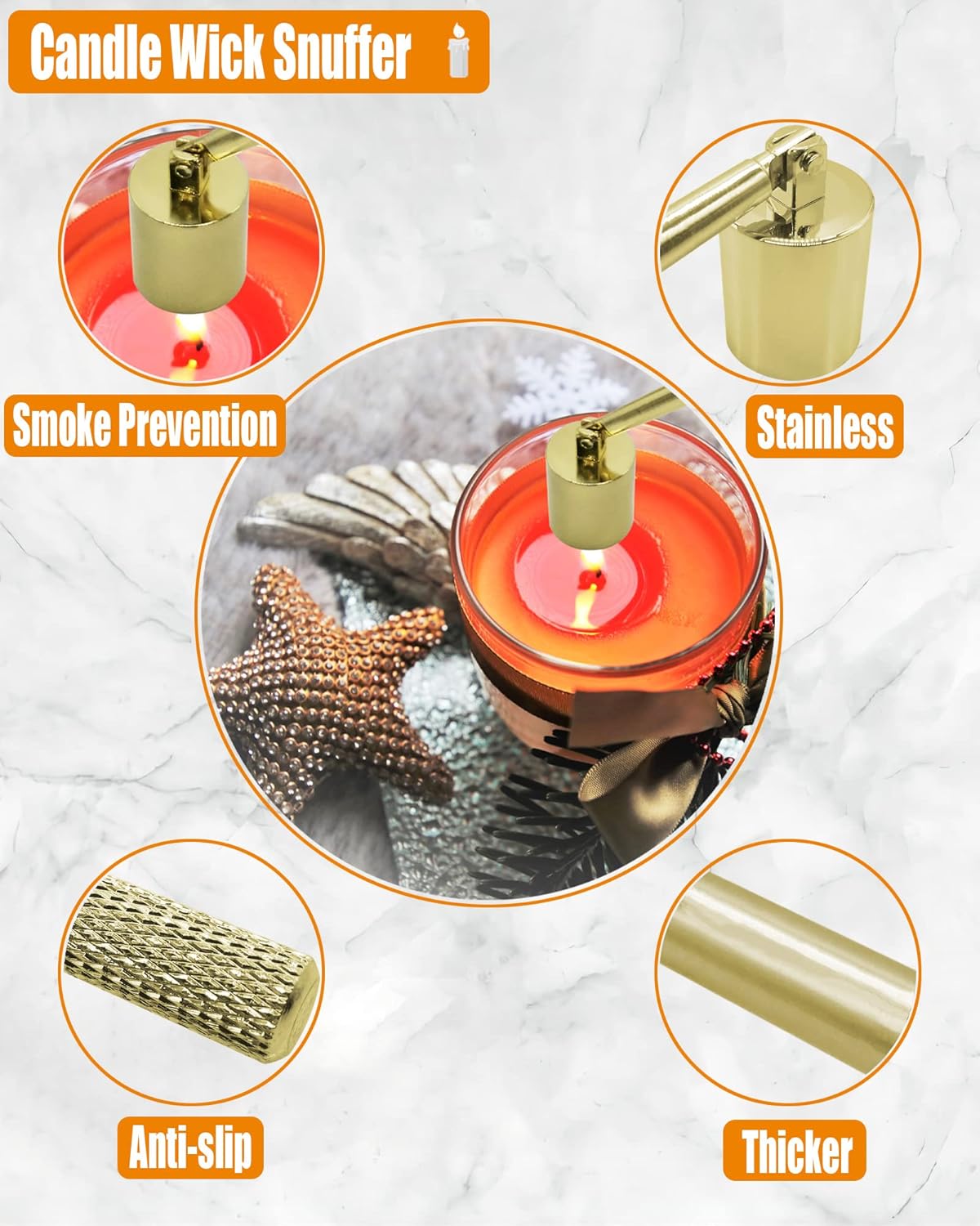 4 in1 Candle Accessory Set with Storage Tray Plate, Candle Wick Trimmer, Candle Wick Snuffer