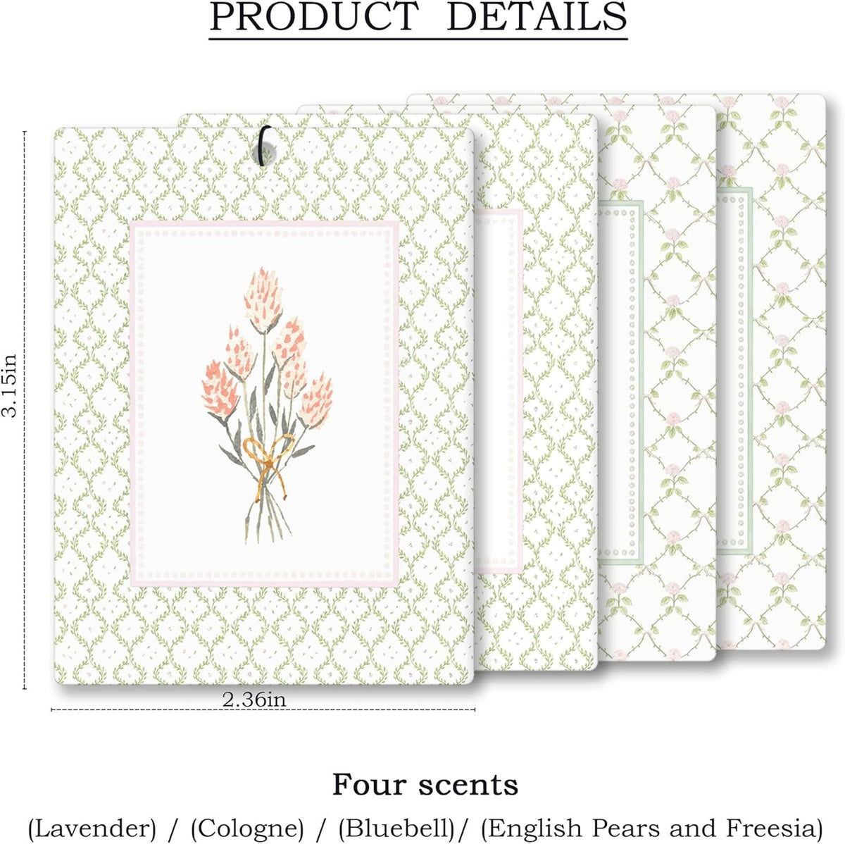 Elegant Rustic Floral Car Air Freshener 4 Pcs, Cottagecore Flower Hanging Scents Air Freshener for