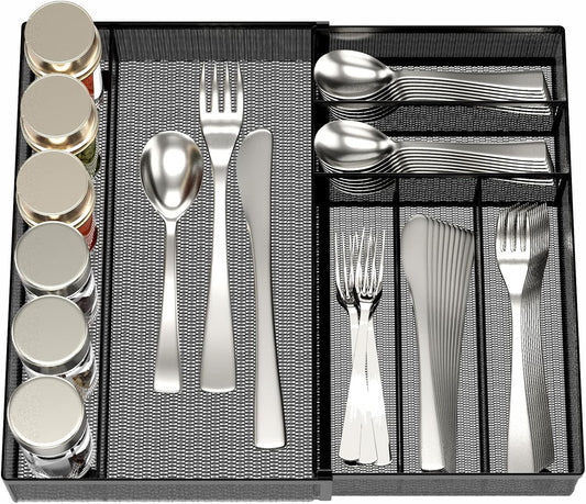 JANE EYRE Utensil Drawer Organizer - Expandable Cutlery Tray, Silverware/Flatware Storage Divider