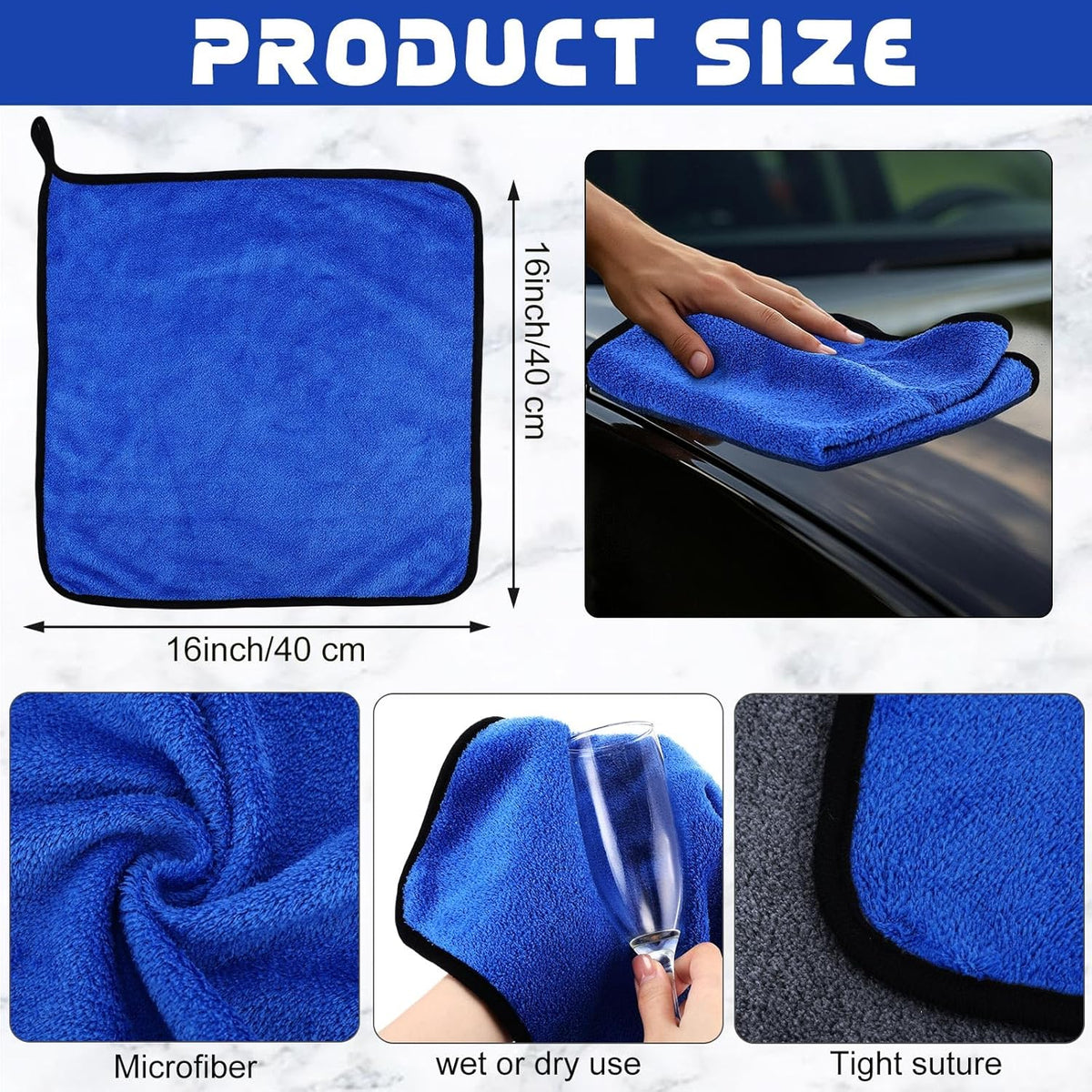 Tallew 50 Pcs Microfiber Towels 16 Inch x 16 Inch Microfiber Cloth Car Drying Towels for Cars