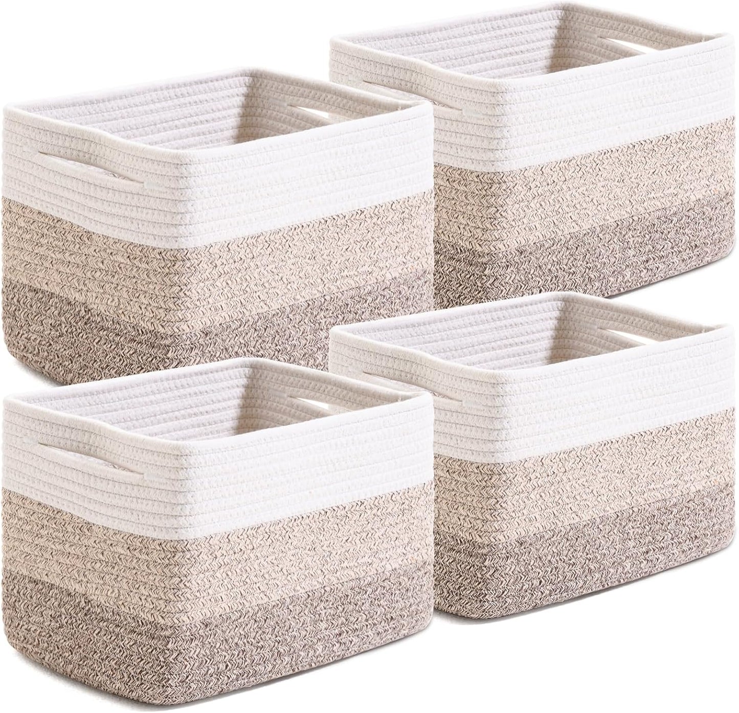 Small Storage Baskets for Organizing Shelves, Woven Cotton Rope Basket for Storage, Cute