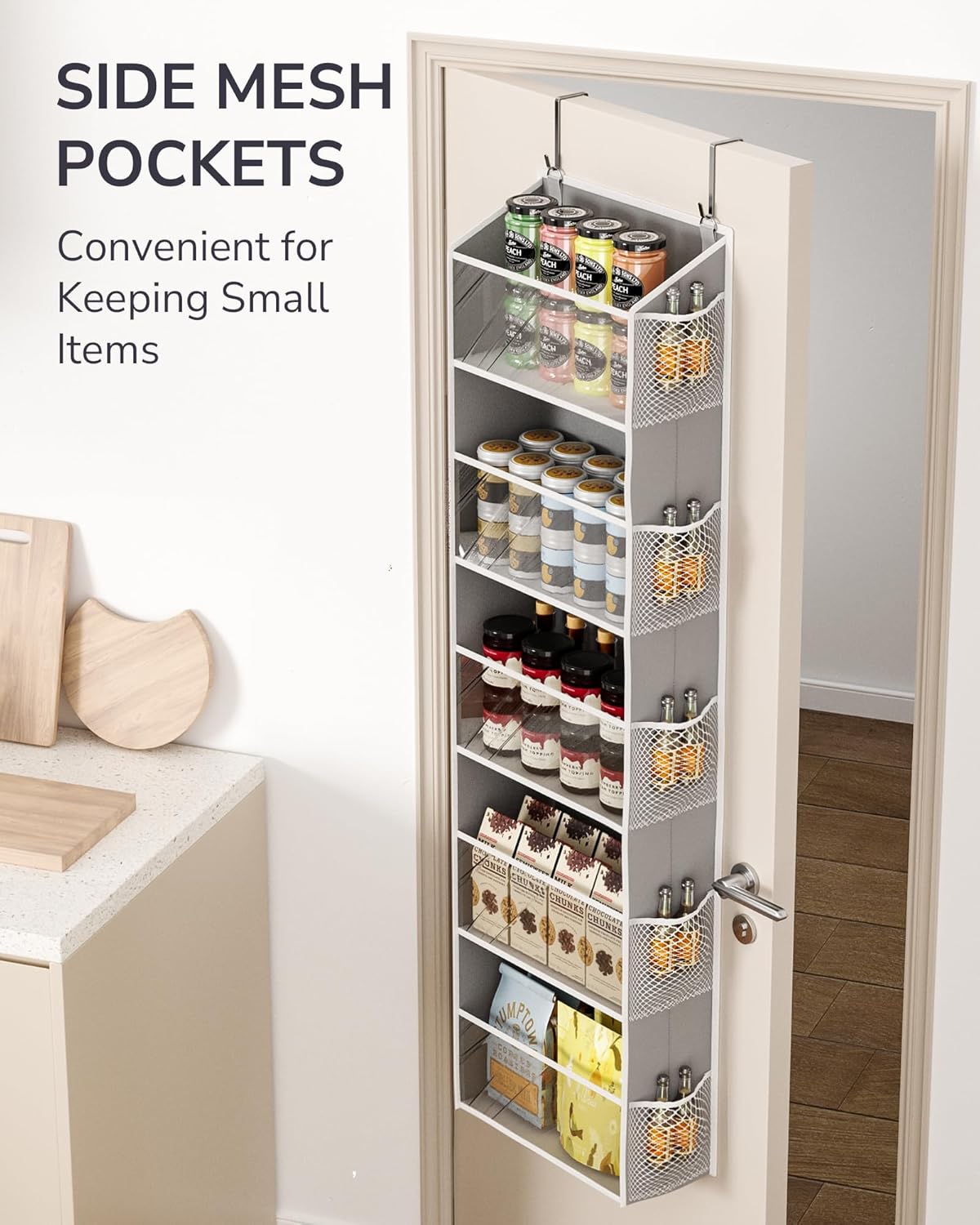 ULG 1-Pack Over Door Organizer with 5 Large Pockets 10 Mesh Side Pockets, 44 lbs Weight Capacity