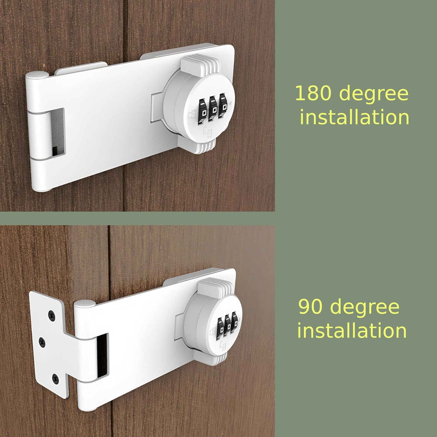 Keyless Combination Lock - 3-Digit Combination Lock for Doors - Twist Knob Hasp Latch Lock with