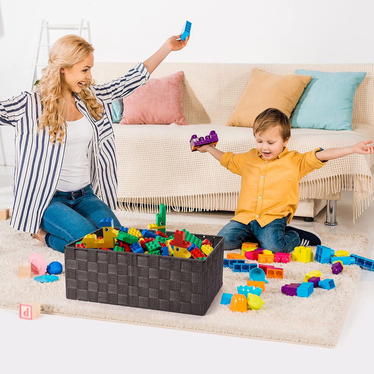 Woven Storage Baskets, Storage Bins, Cube Basket Container Baskets Storage Boxes Organizers for