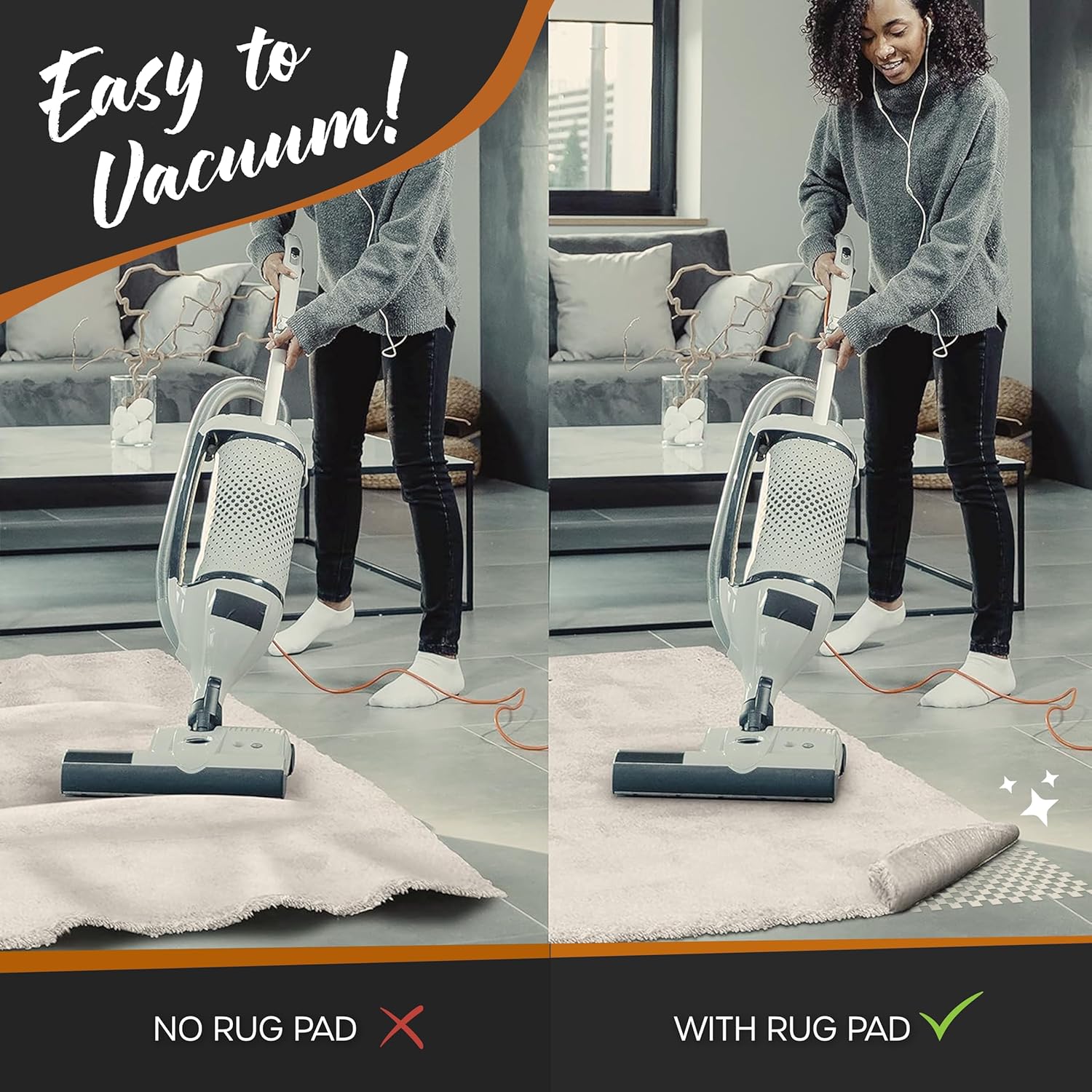 Nevlers 2 ft x 60 ft White Non Slip Rug Gripper Roll for Runners, Larger Rugs & Carpets | Strong