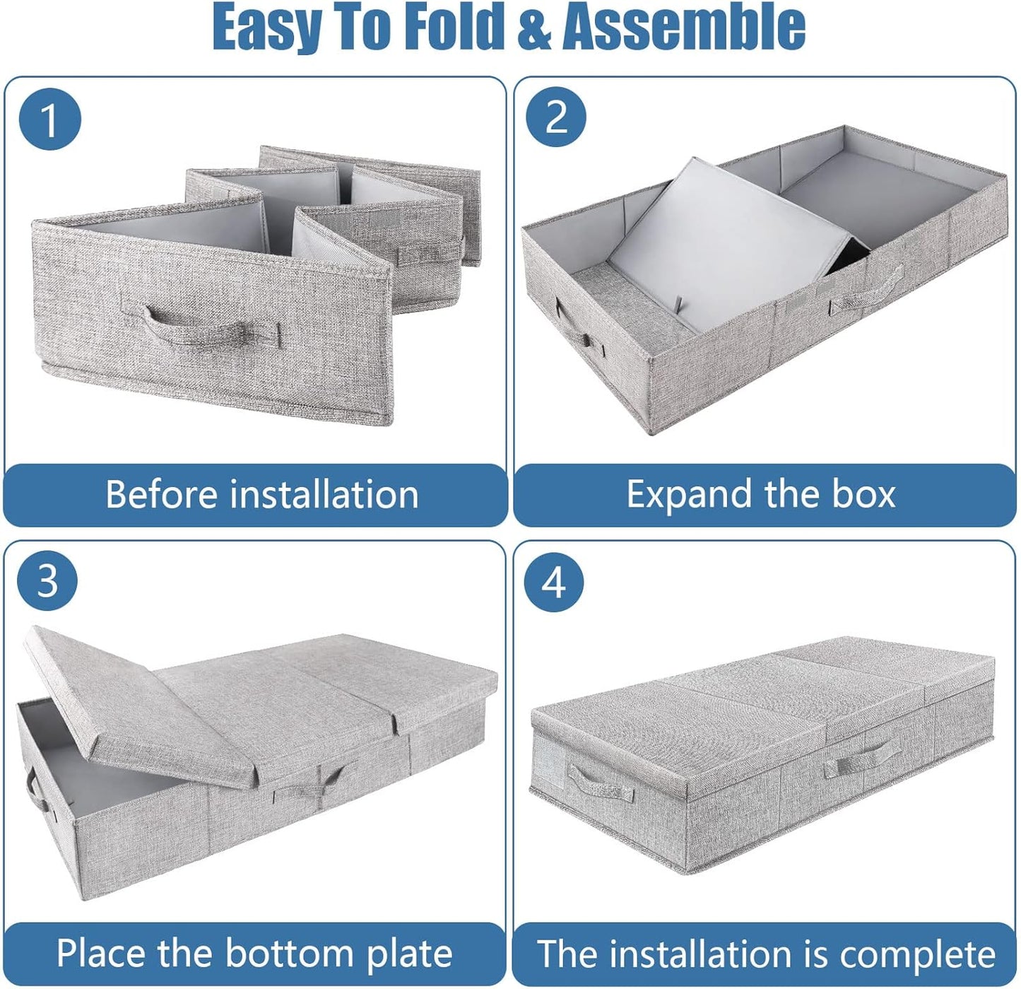 Underbed Storage Containers Bin with Lids, Large Under Bed Storage Organizer Box with Handle