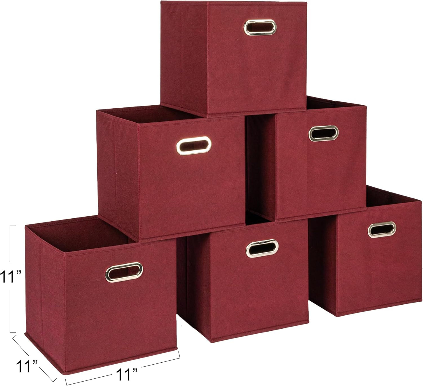 Household Essentials Fabric Storage Cube Bins, 6 Piece Set, Strong Poly-Woven Fabric, Chipboard