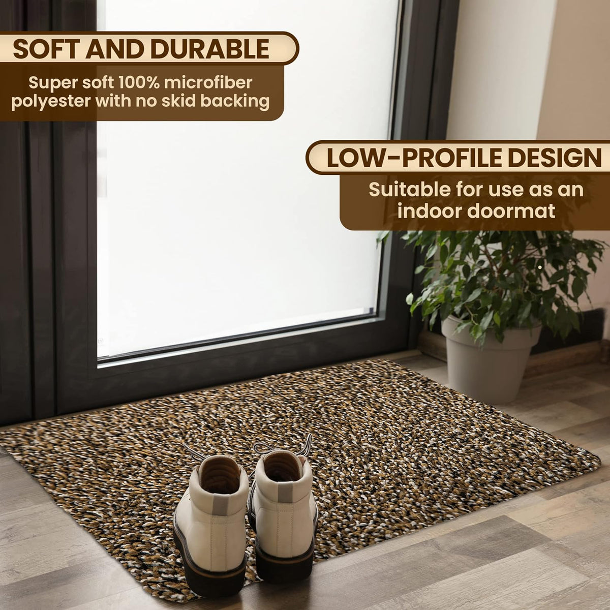 Premium Microfiber Indoor Door Mat – 20"x30" Washable Entry Mat, Non-Slip, Waterproof Backing