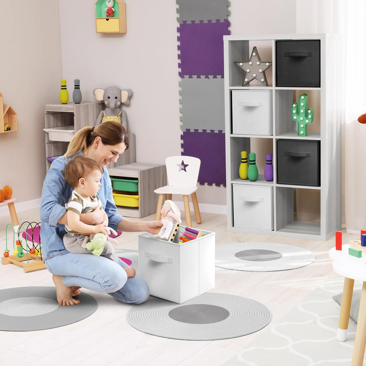 Sorbus Fabric Storage Cubes - 6 Foldable Storage Bins for Organizing Pantry, Cubbies, Toy Box